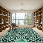 Emerald Green Interlocking Star Pattern Rug