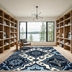 Midnight Starry Celestial Bird Tile Rug