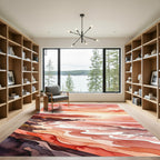Watercolor Sunset Coastal Landscape Rug