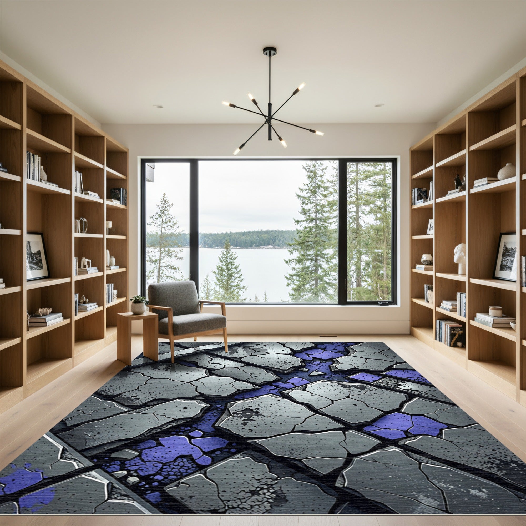 Cracked Stone Geometric Lavender Accents Rug