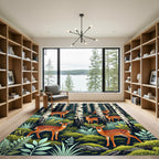Whimsical Woodland Fawn Birch Forest Rug