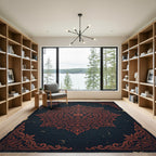 Ornate Copper Floral Medallion Charcoal Rug