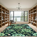 Emerald Green Floral Scroll Rug