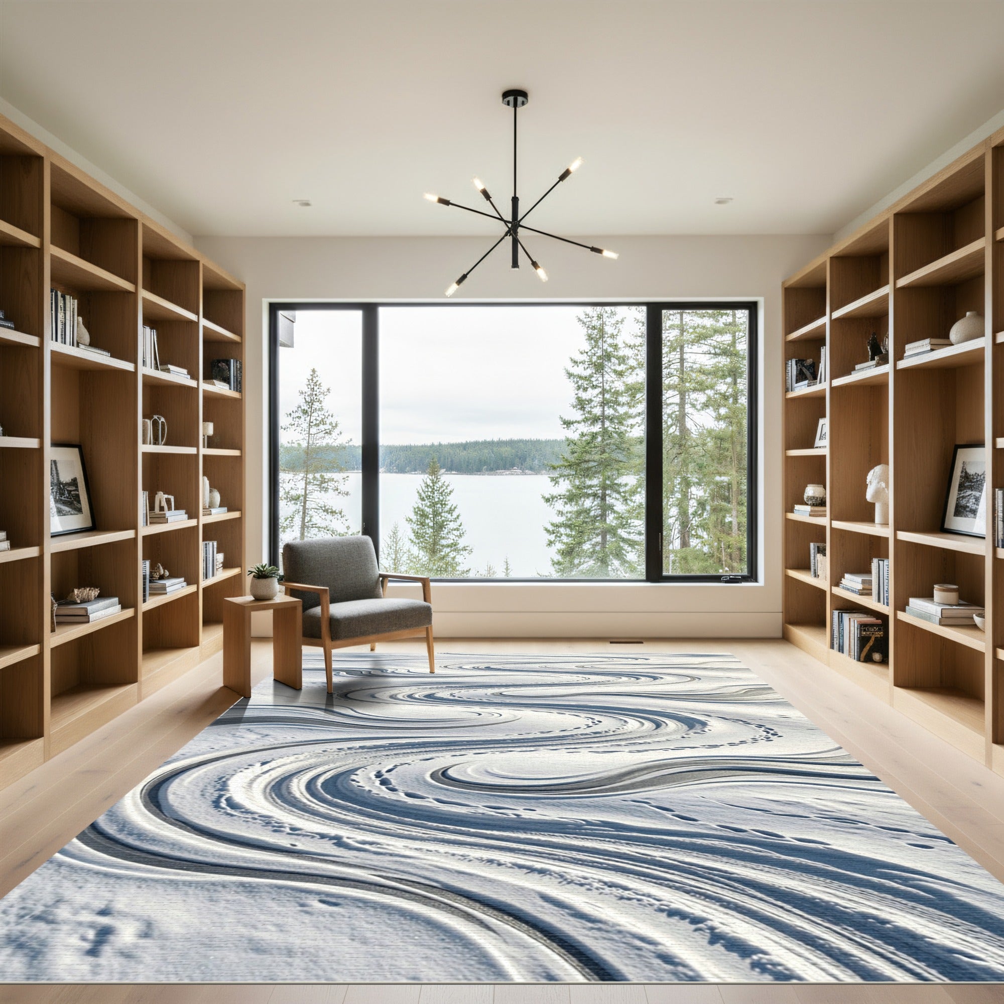 Serene White Flowing Snowdrift Rug