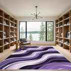 Modern Lavender Swirling Abstract Waves Rug