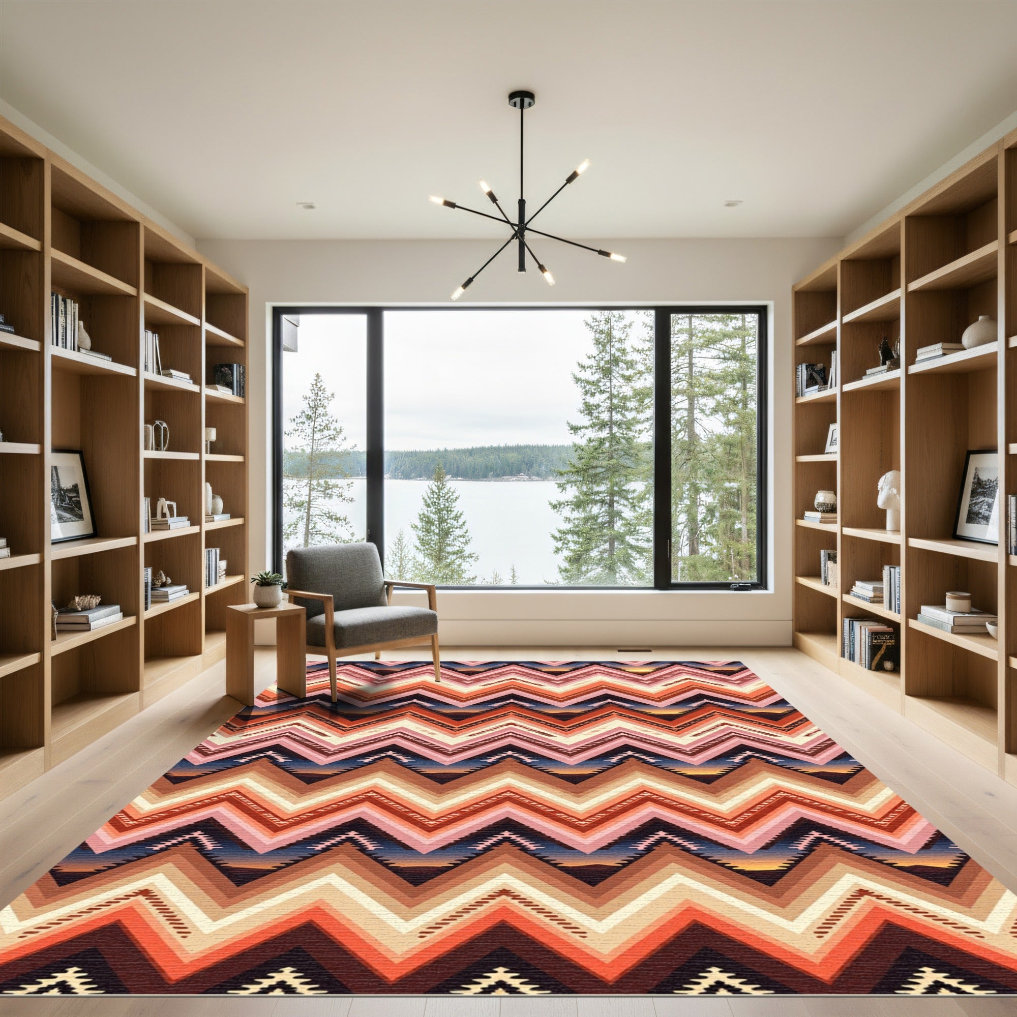 Rustic Southwestern Sunset Chevron Rug