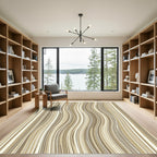 Beige Wavy Texture Neutral Striped Rug