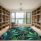 Lush Teal Tropical Rain Foliage Rug