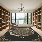 Ornate Golden Mandala Filigree Rug