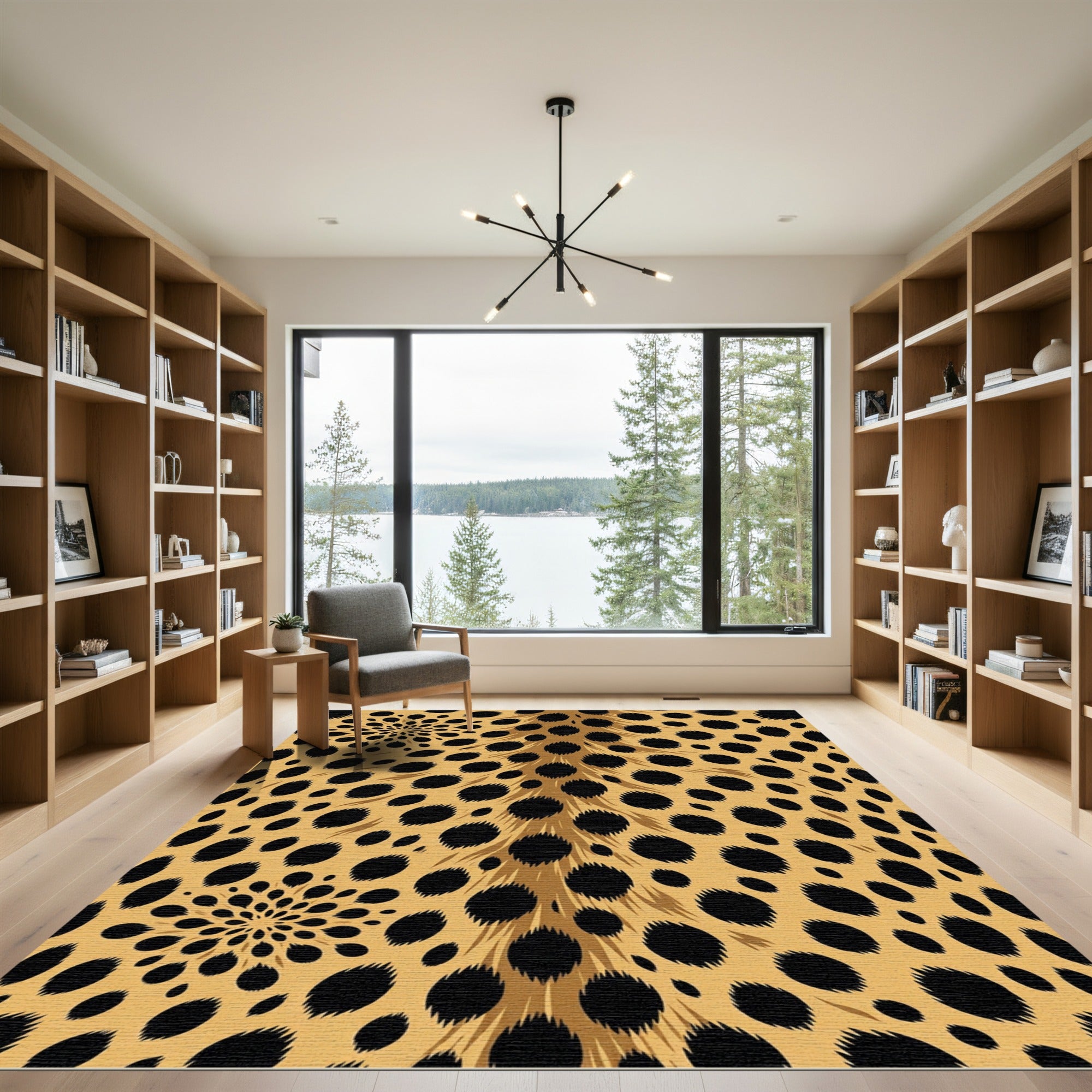 Golden Black Spot Swirl Rug
