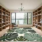Vibrant Green Monstera Leaf Pattern Rug