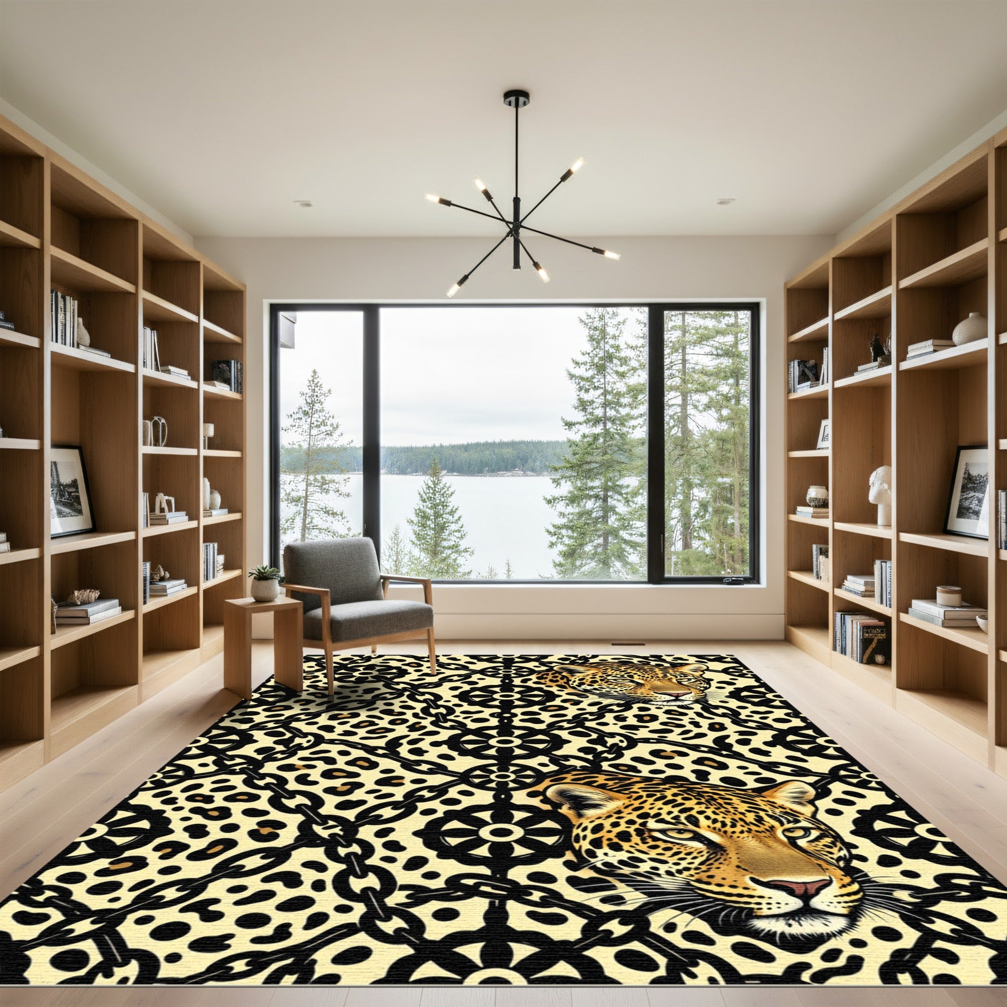 Golden Leopard Chain Medallion Rug