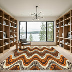 Mid Century Burnt Orange Wavy Stripe Rug