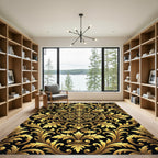 Opulent Gold Baroque Filigree Scroll Rug