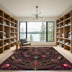 Ornate Pomegranate Peacock Mandala Jewel-Toned Rug