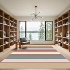 Earthy Terracotta Slate Pink Stripe Rug