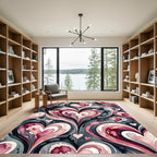Pink Watercolor Heart Swirls Rug