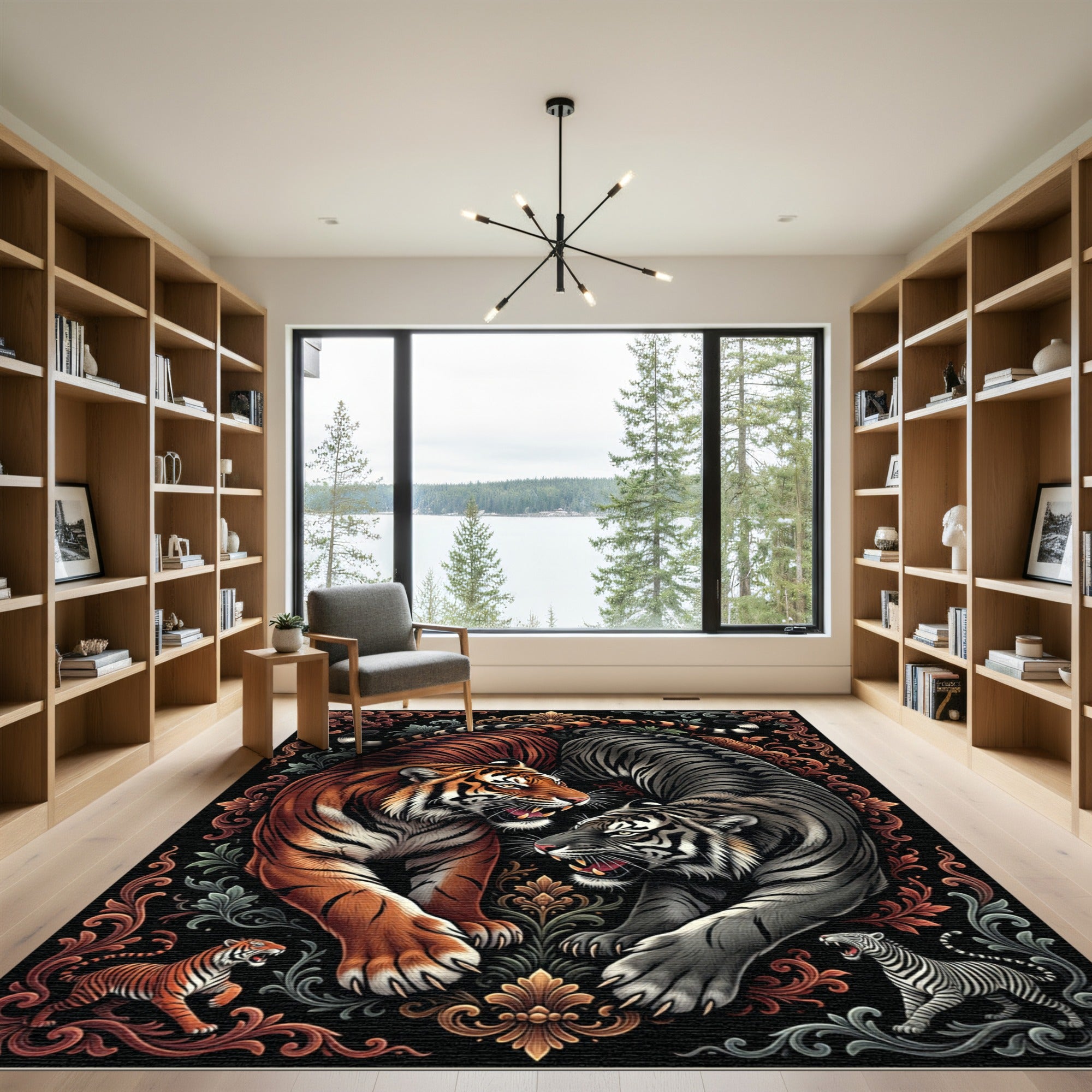 Bold Orange Black Tiger Duo Aura Rug