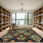 Earthy Southwest Cactus Geometric Diamond Decor Rug