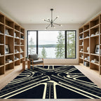 Abstract Monochrome Geometric Intersection Lines Rug
