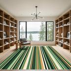 Modern Forest Green Vertical Striped Rug