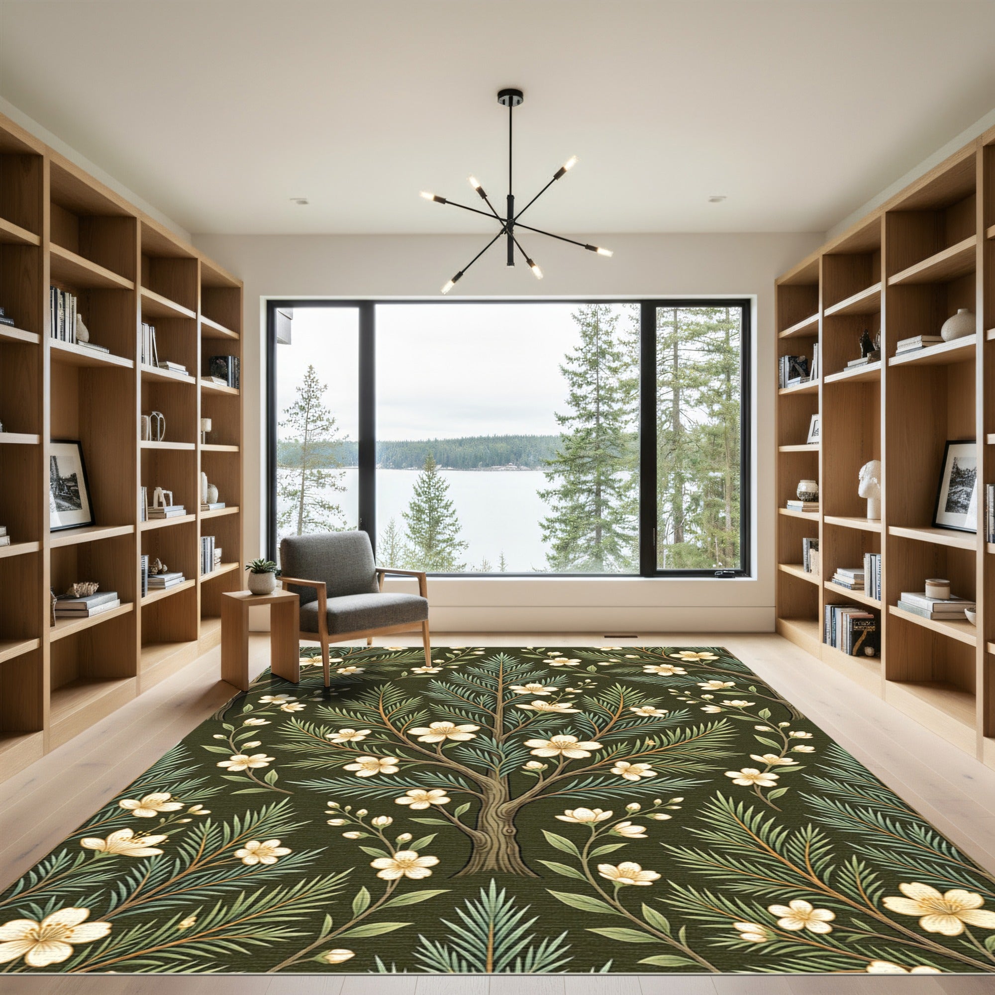 Cream Cherry Blossom Tree Branches Rug