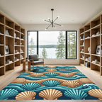 Turquoise Seashell Sandy Wave Pattern Rug