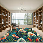 Tropical Surfboard Botanical Jungle Floral Rug