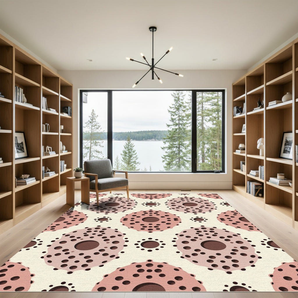 Soft Pink Dot Abstract Geometric Rug
