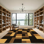 Geometric Ochre and Raven Block Rug