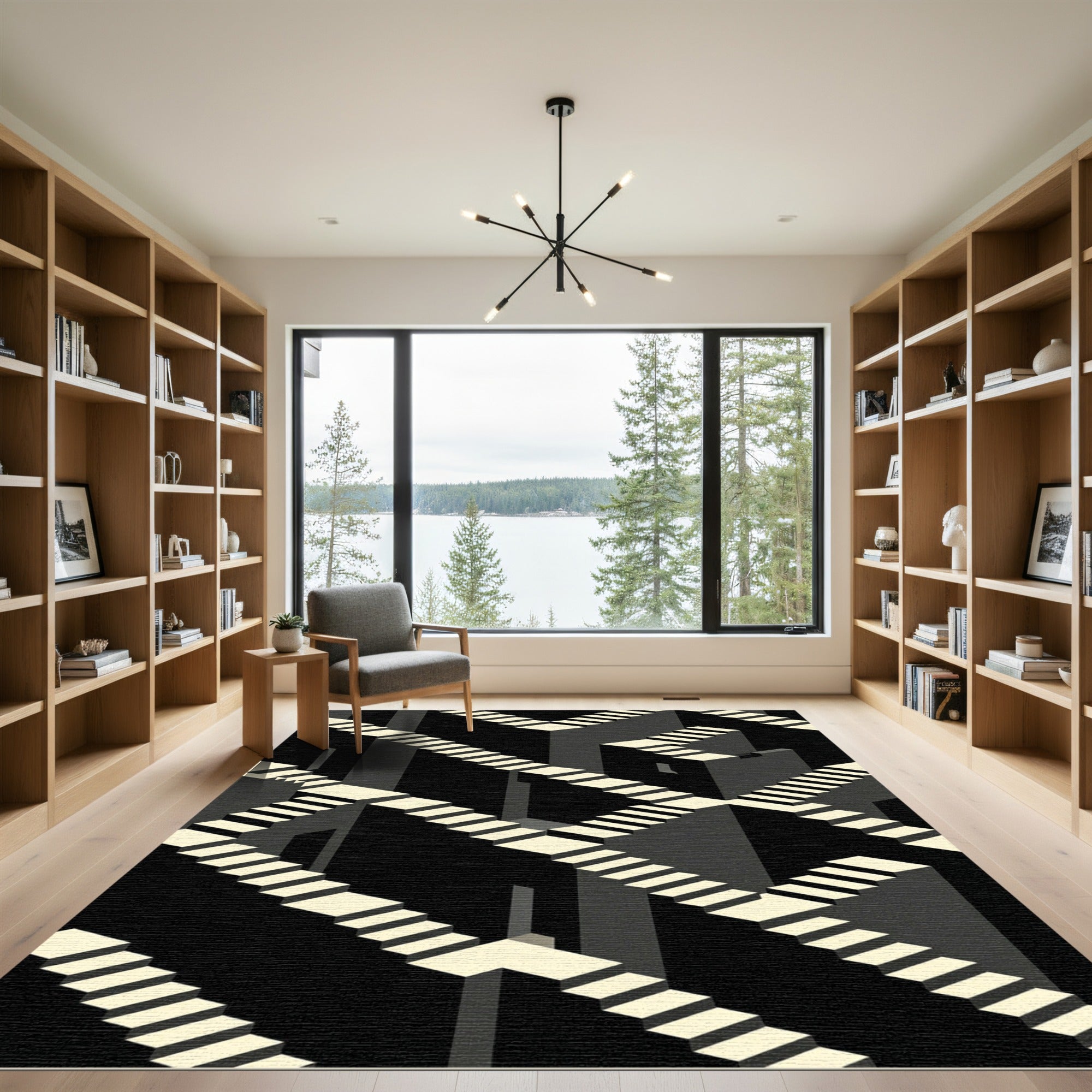Monochromatic Staircase Illusion Rug