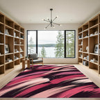 Abstract Pink and Crimson Brushstrokes Rug