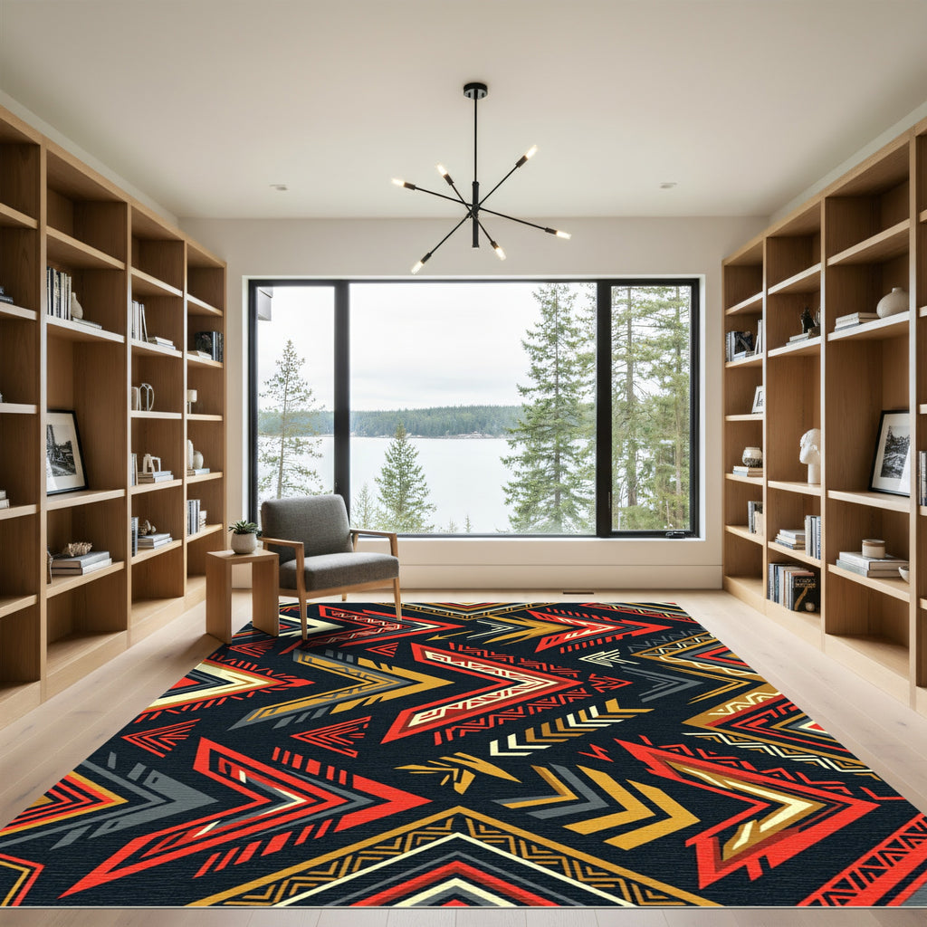 Bold Geometric Arrow Tribal Earthy Rug