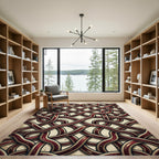 Interlocking Crimson Woven Abstract Knot Rug