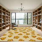Whimsical Golden Star and Triangle Rug