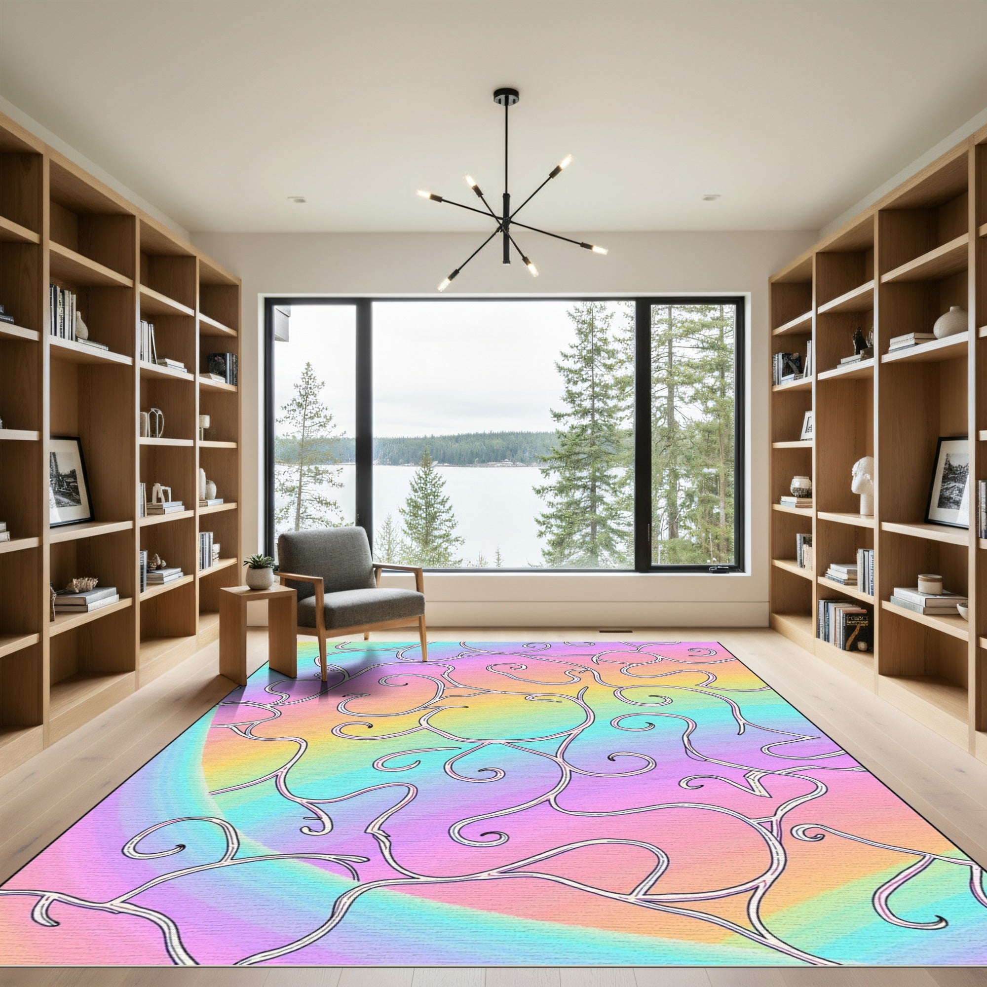 Pastel Swirl Vine Garland Rug