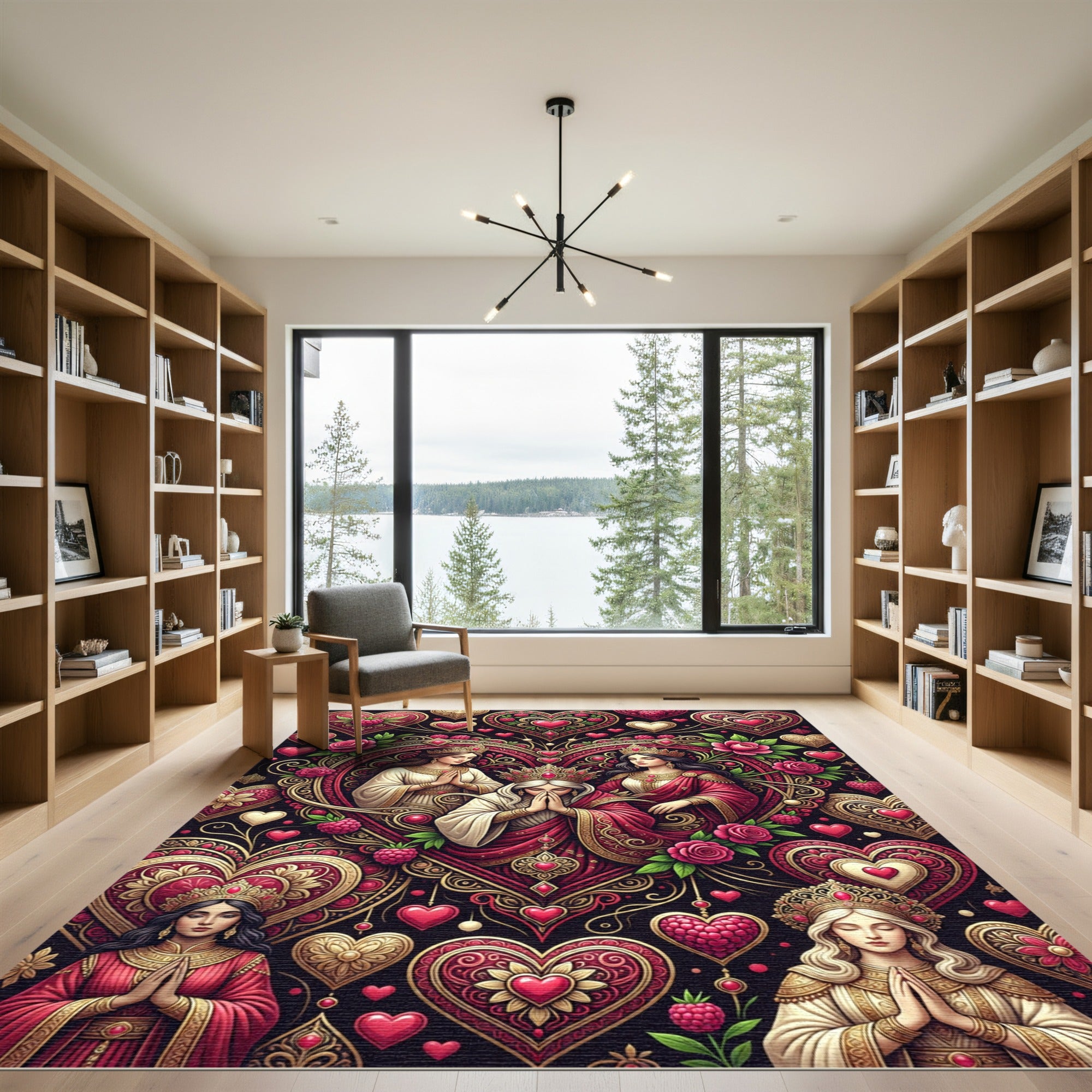Crimson Heart Queens Regal Portrait Rug