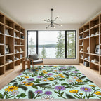 Pastel Floral Vines with Daisies and Clovers Rug