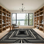 Art Deco Black Geometric Tunnel Rug