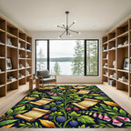 Enchanted Botanical Scroll and Berry Forest Rug