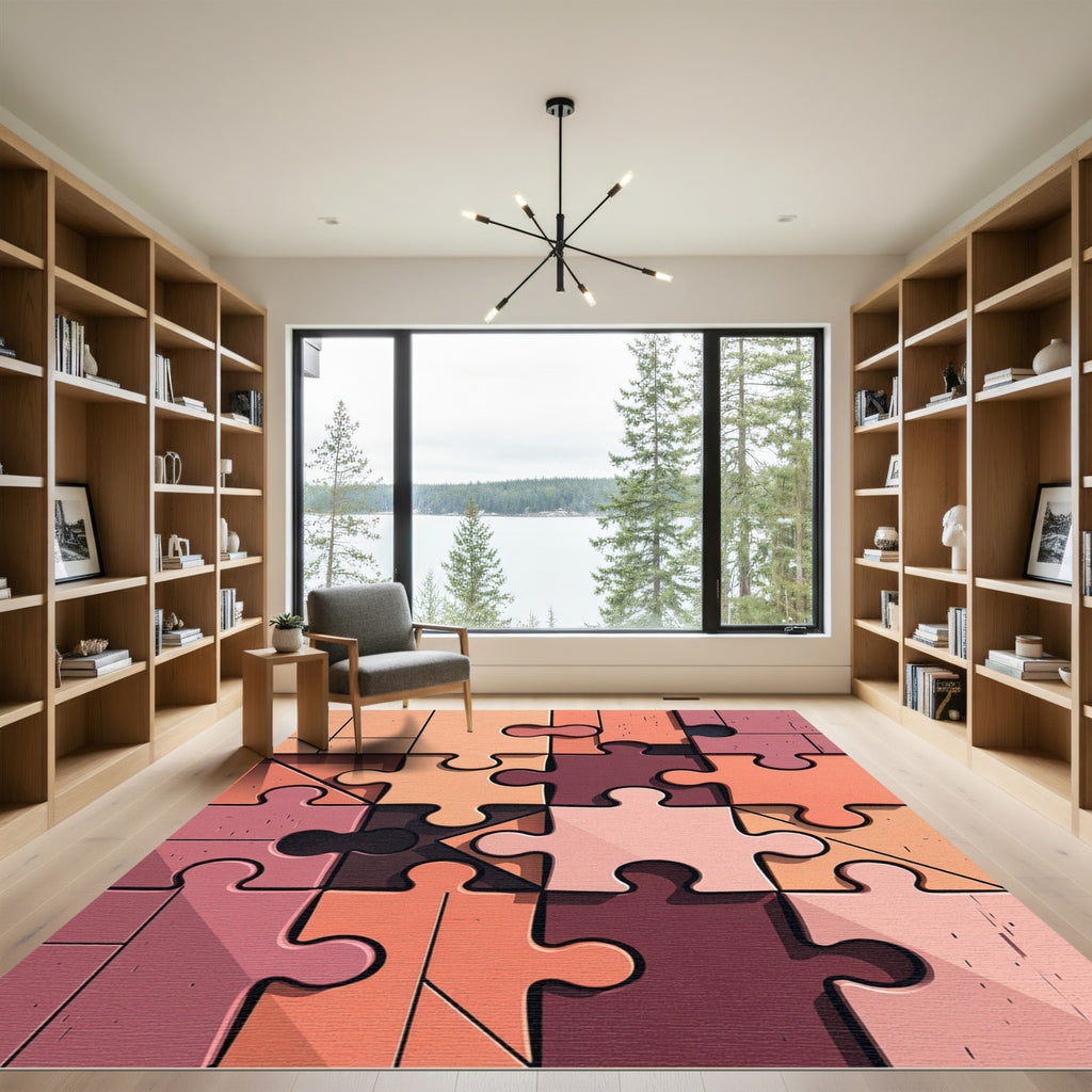 Warm Tones Jigsaw Composition Rug