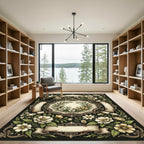 Elegant Vintage Cream Floral Scroll Frame Rug