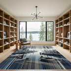 Mist Harbor Monochrome Stripe Narrative Rug