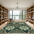 Emerald Green Layered Medallion Floral Rug