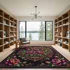 Ornate Victorian Rose Floral Medallion Rug