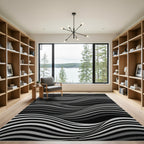 Monochromatic Black Gray Wave Rug