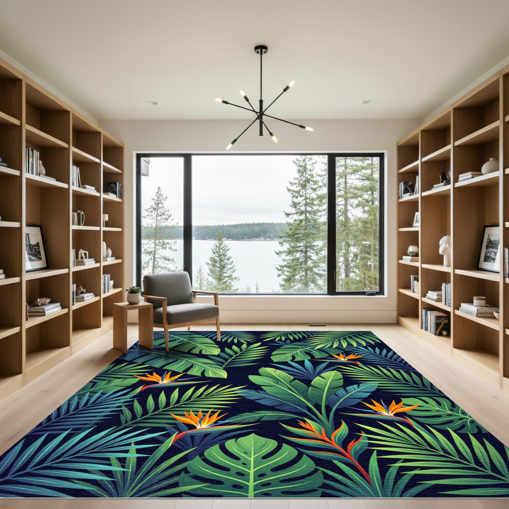 Lush Tropical Foliage Bird of Paradise Rug
