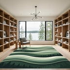 Layered Green Forest Landscape Waves Rug