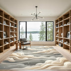 Ethereal Beige Fluid Cloud Swirls Rug