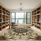 Vintage Sunflower Compass Earthy Tones Rug